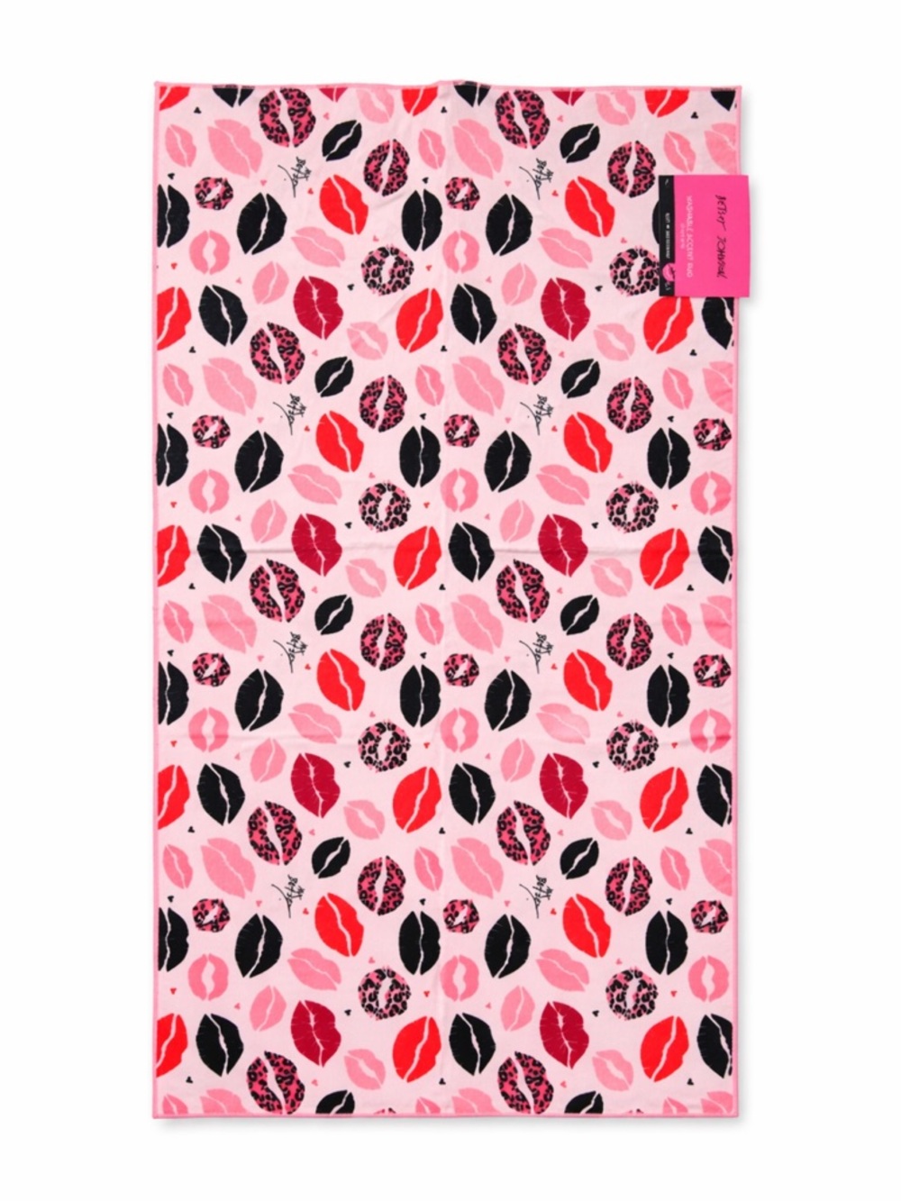 Betsey Johnson Pink and Black Kissy Lips Rug